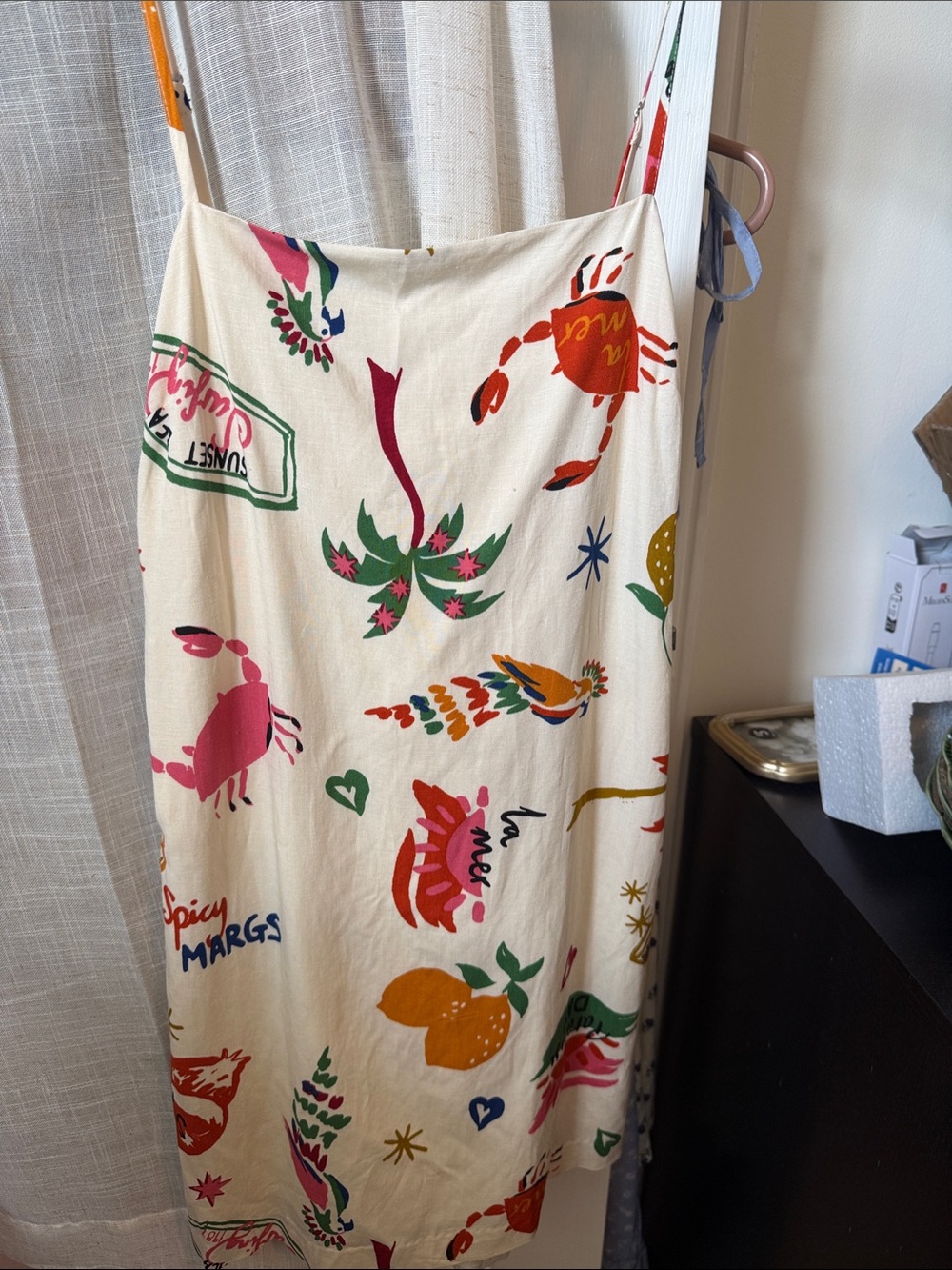Astr Cream Tropical-Print Mini Dress with Multicolor Motifs